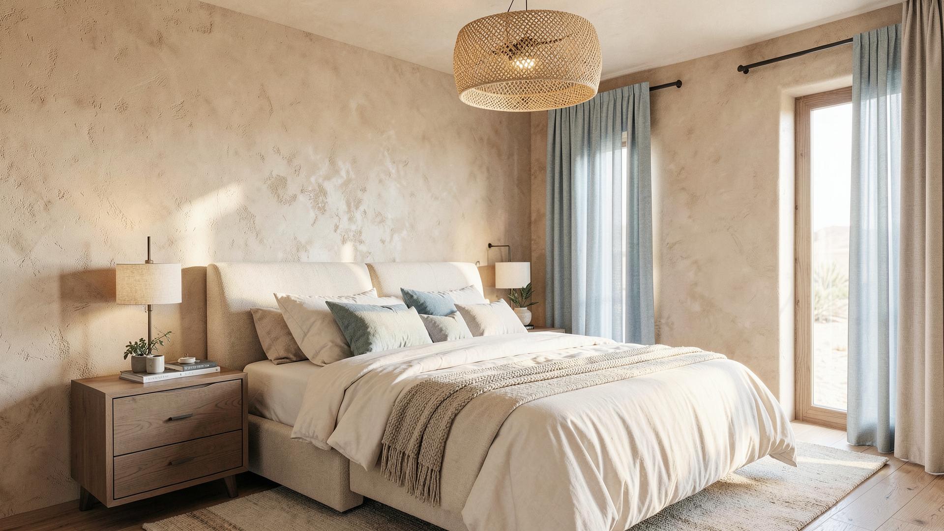 Serene desert modern primary bedroom designed in Lake Havasu City, AZ
